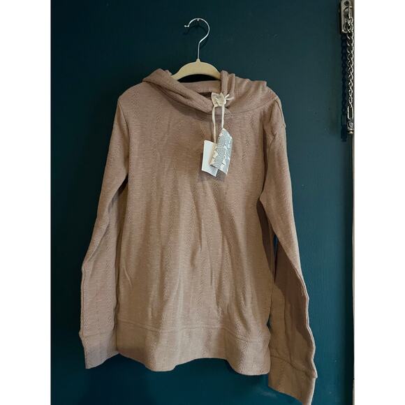NWT Kate Quinn Pointelle Organic Cotton Hoodie Beige Tan Size 6y - Picture 1 of 3
